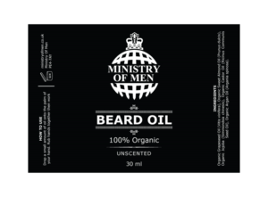 100% Organic Beard Care Product labels | Graphic Design by maricreatives