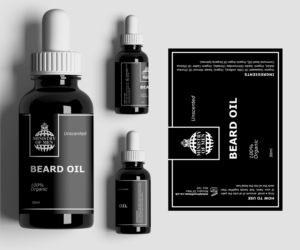 100% Organic Beard Care Product labels | Graphic Design by desainerd