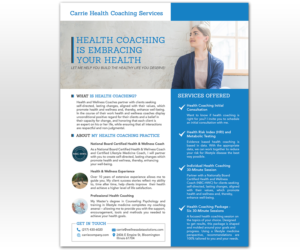 Carrie Company Health Coaching | Flyer Design by Luniere Designs