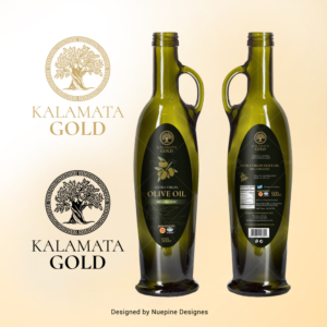 Olive Oil bottle label front and back | Merchandize Design by Nuepine Designs