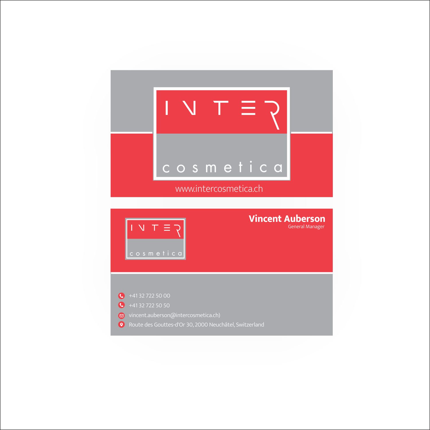 Business Card Design by Sandip Panchal for Intercosmetica Neuchâtel SA | Design #19889525