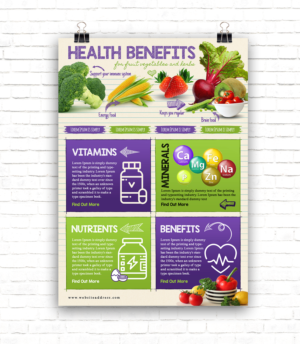 Health Benefits Template for fruit vegetables and herbs  | Graphic Design by SAI DESIGNS