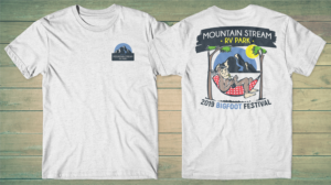 Hanging with Bigfoot at Mountain Stream | T-shirt Design by db1404