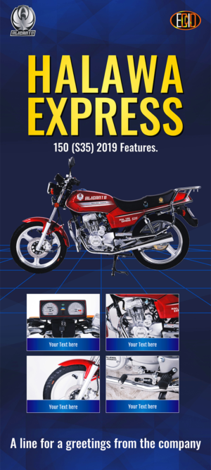 New Motorcycle Model (Express 2019) Poster Design with highlighted features. | Poster Design by Desire Design Solutions