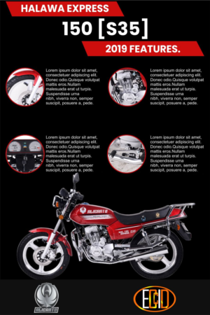 New Motorcycle Model (Express 2019) Poster Design with highlighted features. | Poster Design by S.S. Mulla