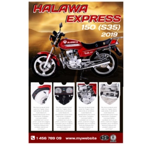 New Motorcycle Model (Express 2019) Poster Design with highlighted features. | Poster Design by elveneclipse