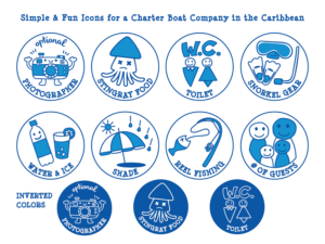 Simple & Fun Icons for a Charter Boat Company in the Caribbean!! | Icon Design by Happy Fish Creations