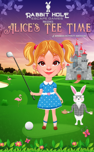 New product image for a puzzle mini golf game in Alice theme | Graphic Design by Rickyy