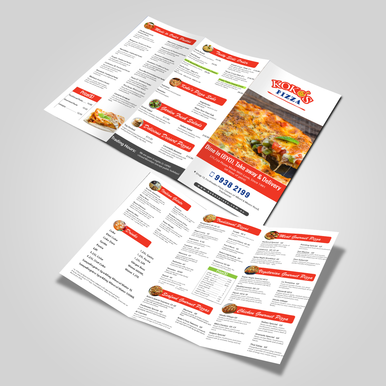 Menu Design by debdesign for Koko's Pizza | Design #20333097