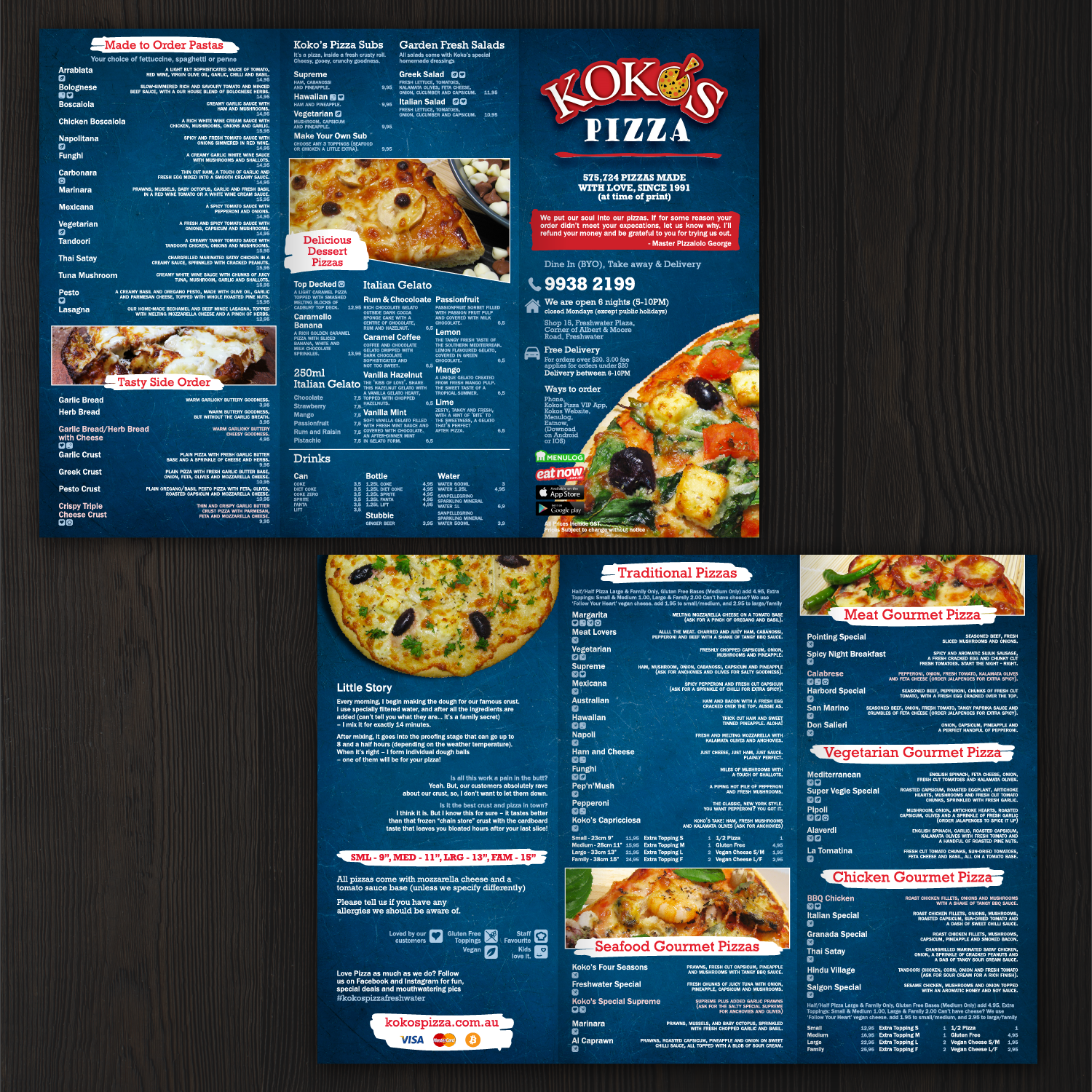 Menu Design by Sandra Qvaranta for Koko's Pizza | Design #20336213