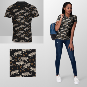 Allover print with leopard for T-shirt  | T-shirt Design by Kero