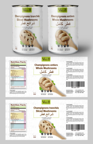 Looking for a design of labels for canned mushrooms for the brand Dos Villas.  | Etikett-Design von SAI DESIGNS