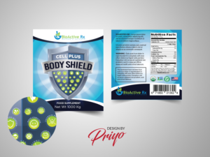 ''CELL PLUS BODY SHIELD'' PRODUCT LABEL BY BioActive RX  WE ARE A NATURAL SUPPLEMENT COMPANY | Label Design by Priyo Subarkah