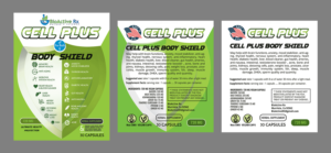 ''CELL PLUS BODY SHIELD'' PRODUCT LABEL BY BioActive RX  WE ARE A NATURAL SUPPLEMENT COMPANY | Label Design by SAI DESIGNS