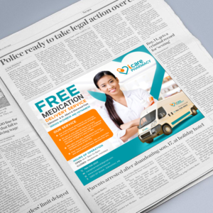 A Pharmacy half page colour Ad to be placed in an Asian Newspaper, Promoting our Delivery Service... | Newspaper Ad Design by GraphicsGuru