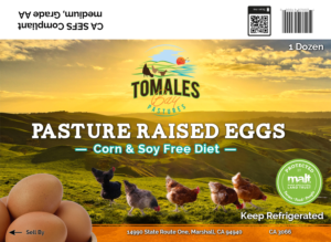 modern Egg Carton label for family pasture raised egg business- Tomales bay pastures | Graphic Design by Martin Alonso