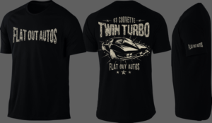 Flat Out Autos '63 Split-Window Twin-Turbo Covette | T-shirt Design by BABLEO