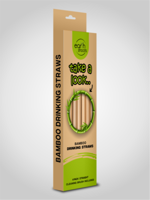 Bamboo Straw 4 Pack Cardboard Packaging | Packaging Design by kokoriko