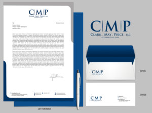 Clark May Price LLC letterhead/envelope/stationary | Stationery Design by SAI DESIGNS