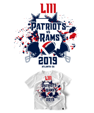 The New England patriots and the Los Angeles rams game day T-shirt  | T-shirt Design by StudioD™