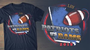 The New England patriots and the Los Angeles rams game day T-shirt  | T-shirt Design by db1404