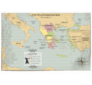 Map of the Peloponnesian War Locations/Battles Sites | Graphic Design by Martin Alonso