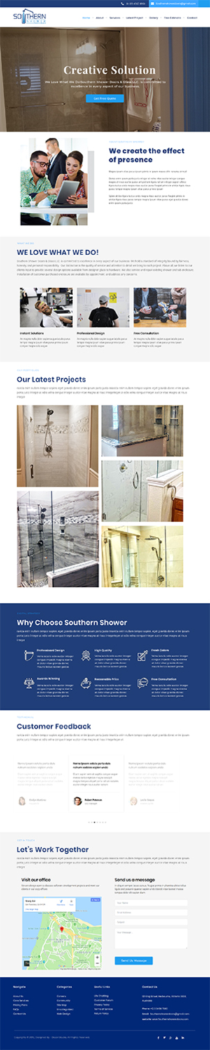 Frameless shower doors web site | Web Design by Expert Designer