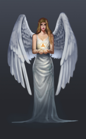  Graphic artwork Angel holding a glowing ball in her hands | Graphic Design by Pudja Pratama Sakti