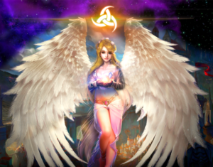  Graphic artwork Angel holding a glowing ball in her hands | Graphic Design by Rickyy