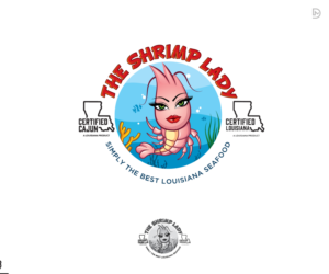 "The Shrimp Lady"     at the top.      "Simply Fresh Louisiana Seafood"  at the bottom    | Logo Design by D_Mantra