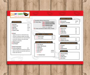 Trendy Indian Restaurant needs menu design | Menu Design by AdriQ