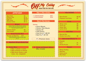 Trendy Indian Restaurant needs menu design | Menu Design by Ngoeg