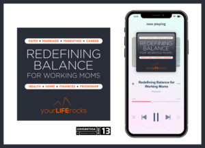 Podcast cover art for Redefining Balance Podcast for Working Moms | Podcast Design by Gohsantosa