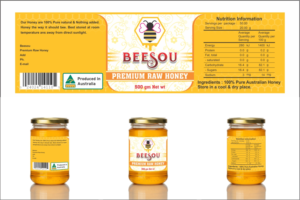 Australian Raw Honey Label Design for Beesou Honey | Label Design by Robert Macwan