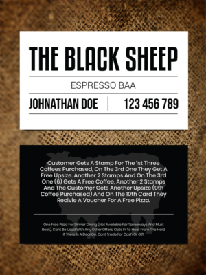 The Black  Sheep Espresso Baa Coffee Card | Business Card Design by JK18