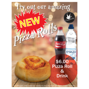 Poster for a new "Pizza Roll" Combo at our bakery | Poster Design by Skybluedesignstudio