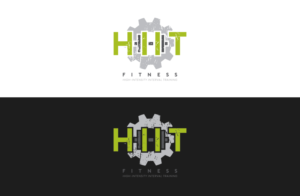 HF ( short for HIIT Fitness) or HIIT with a tire or Gear/cogwheel around the letters, or next to letters.  | Logo Design by GLDesigns