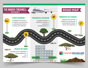 Road Map Infographic Tri Fold Brochure - Professional and provided as Vector, PNG & Indesign | Infographic Design by SAI DESIGNS