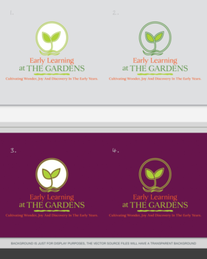 Early Learning at the Gardens (Main title) ,smaller sentence: cultivating wonder, joy and discovery in the early years. | Logo-Design von AD-X