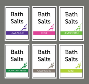 label bath salt on glass bottle | Label Design by maricreatives