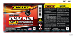 Chalet Brake Fluid DOT 3 Label Design - Bold, Vivid (AI file) | Graphic Design by SofiaDesignStudio