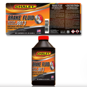 Chalet Brake Fluid DOT 3 Label Design - Bold, Vivid (AI file) | Graphic Design by vpt_creations