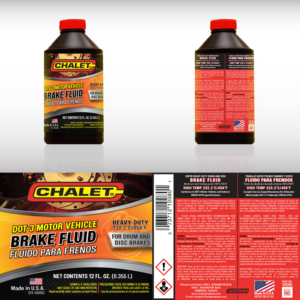 Chalet Brake Fluid DOT 3 Label Design - Bold, Vivid (AI file) | Graphic Design by MTajvidi