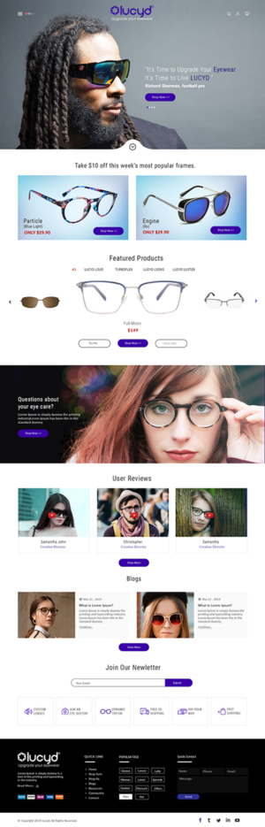 Homepage for Tech Fashion Eyewear Store | Web Design by bdesigner9