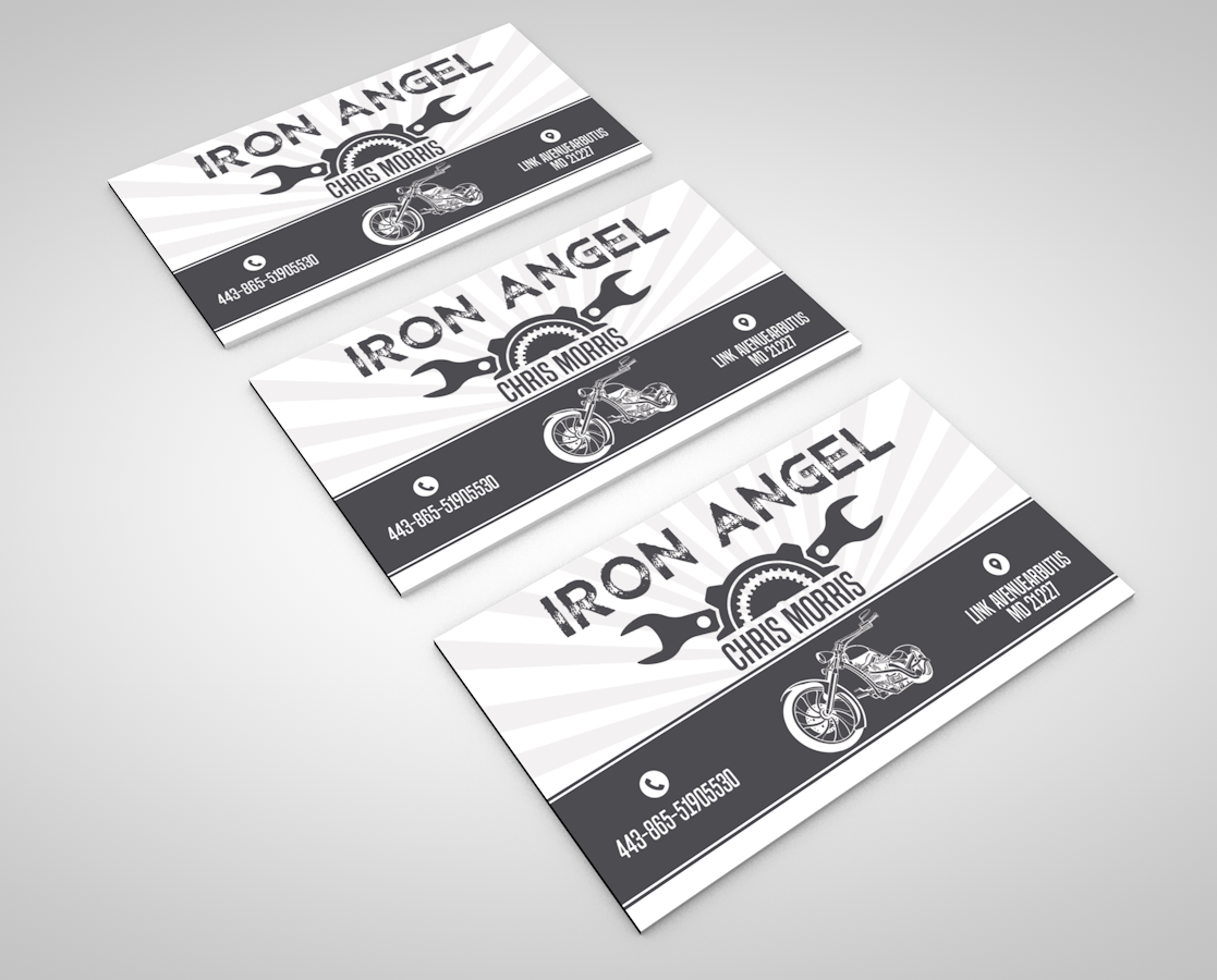 Business Card Design by Rickyy for IRON ANGEL CUSTOMS INC | Design #21275817