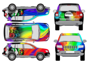 Strong bright colour car Wrap Desin for Jeep Compass, Modell-Year 2014 | Graphic Design by Lezette_G