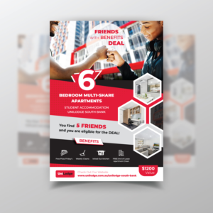 Friends with Benefits 6 Bedroom Multi Share Student Accommodation Deal | Flyer Design by vcreativecloud