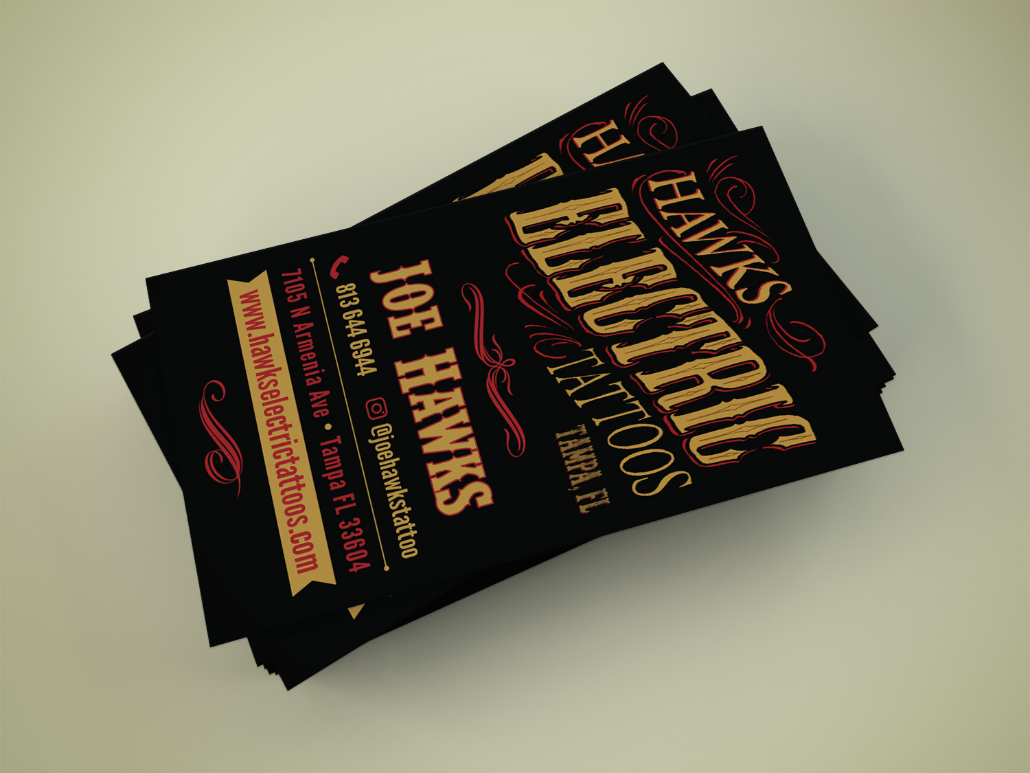 Business Card Design by MDesign for Hawks Electric Tattoos | Design #21345794