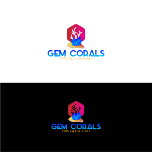 Main Title text: Gem Corals     Sub-text: 100% Captive Grown | Logo Design by Maxo-Biz