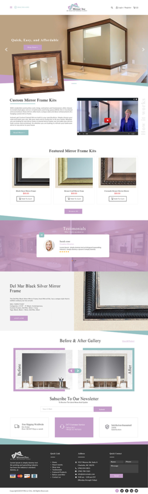 Simple design for eCommerce retailer of Custom Cut Mirror Frames | Web Design by bdesigner9